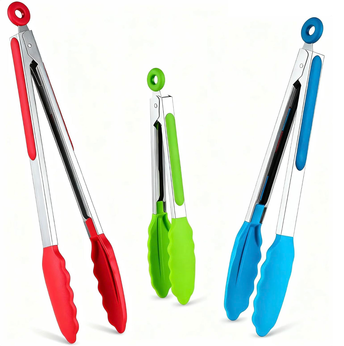 7/9/12 Inch Kitchen Tongs Set of 3, Cooking Tongs with Silicone Tips