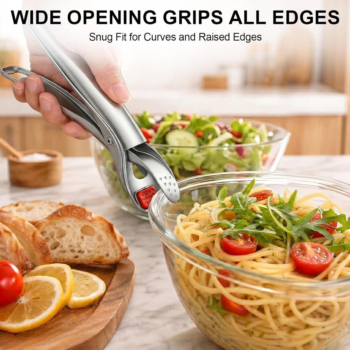 4 Pcs Hot Plate Gripper Tongs, Non Slip Stainless Steel Anti Scald Bowl Holder Clip for Microwave Oven Pizza Pan Steamer Kitchen