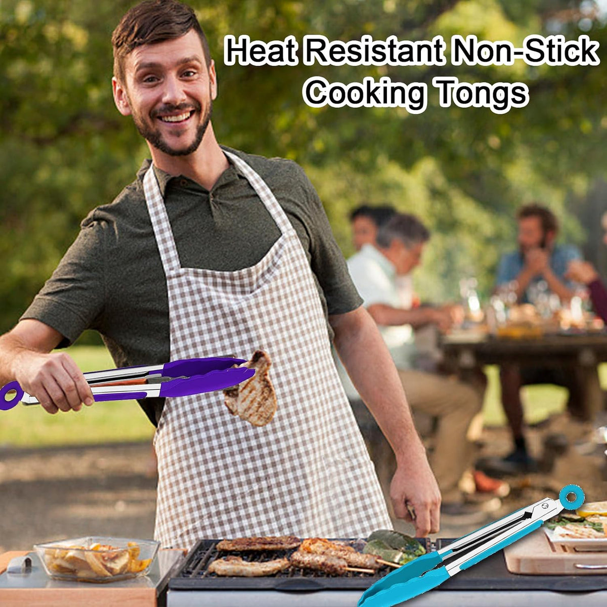 7 Pack Kitchen Tongs,7 Inch Stainless Steel Cooking Tongs