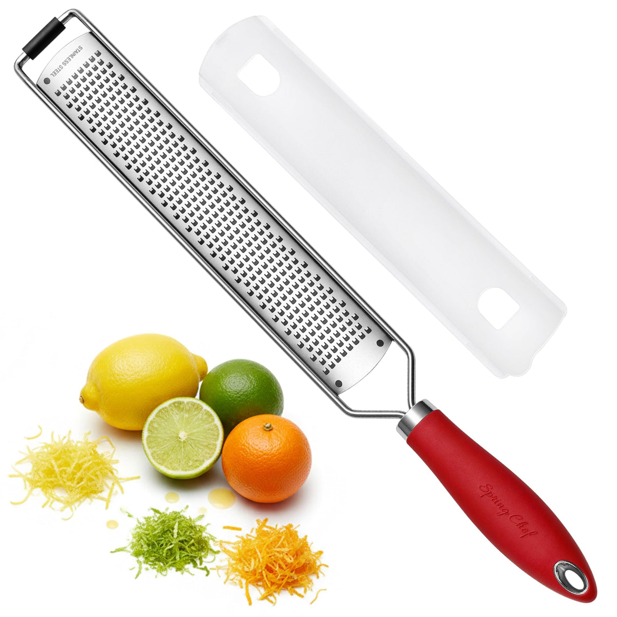 Spring Chef Stainless Steel Lemon Zester - Garlic & Ginger Grater - Black