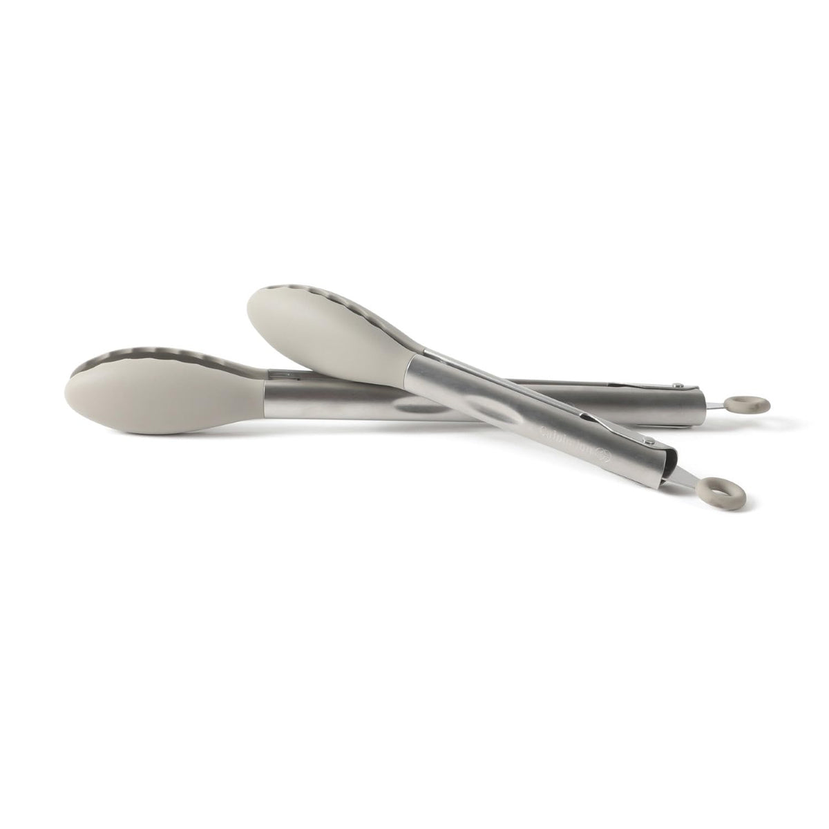 Calphalon Edge Tongs Set, 2-Piece Stainless Steel Kitchen Tongs Set with Silicone Heads, Includes 9-Inch & 12-Inch Heat-Resistant Locking Tongs for Cooking, Grilling & Serving, Taupe