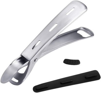 Set of 2 Anti-Scald Kitchen Tongs Clips with Non-Slip Silicone Grip for Safe Food Retrieval from Air Fryer Oven Microwave Steamer Silver 7.3 Inch