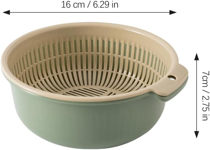 Hemoton Double Layer Draining Basket 6.29 X 6.29 X 2.75 in Plastic Vegetable Washing Basket 360 Rotatable Fruit Strainer and Storage Colander for Rice Produce Kitchen Use