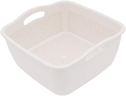 SoarRokt 2-in-1 Kitchen Colander Food Strainer Bowl Sets，Multifunction Large Plastic Washing Bowl and Strainer (white) (A18)