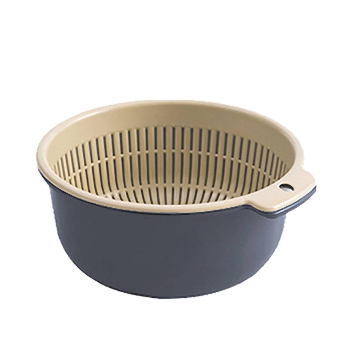 Colander Bowl Set of 2, Double Layered Plastic Food Strainer Fruit and Vegetable Washing Basket Pasta Drainer Kitchen Colander for Washing Draining and Serving