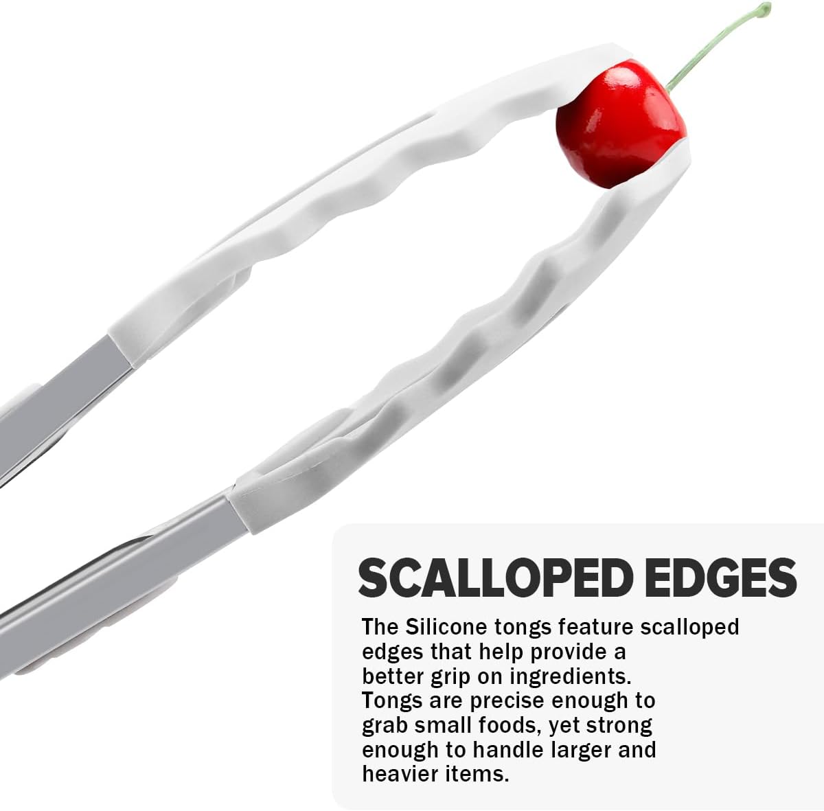 Stainless Steel Kitchen Utility Tongs with Silicone Tips, 2 Pack-9" and 12"