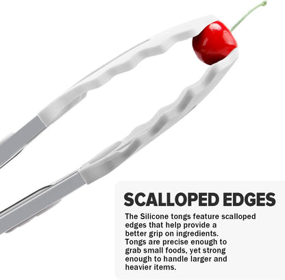Stainless Steel Kitchen Utility Tongs with Silicone Tips, 2 Pack-9" and 12"