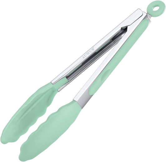 9 Inch Kitchen Tongs,Silicone Non-Slip Cooking Utensil for Grilling