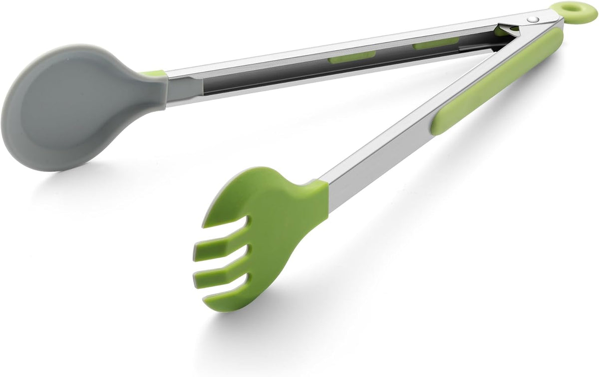 12 Inch Cooking Tongs, Stainless Steel Kitchen Tongs with Silicone Tips
