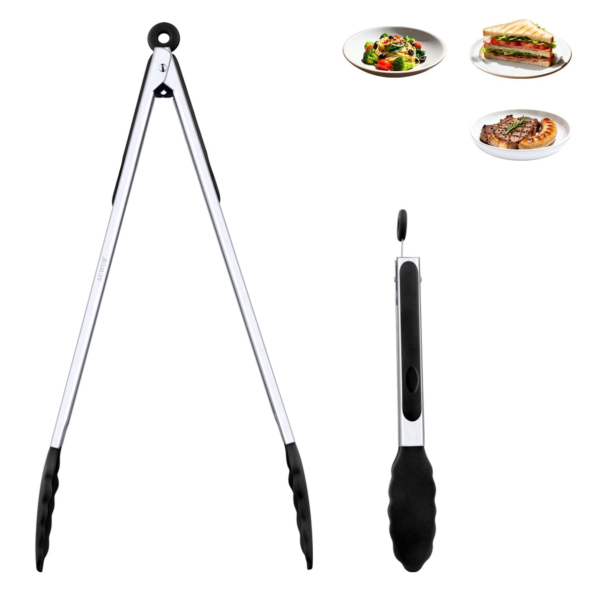 9 Inch Kitchen Tongs,Silicone Non-Slip Cooking Utensil for Grilling