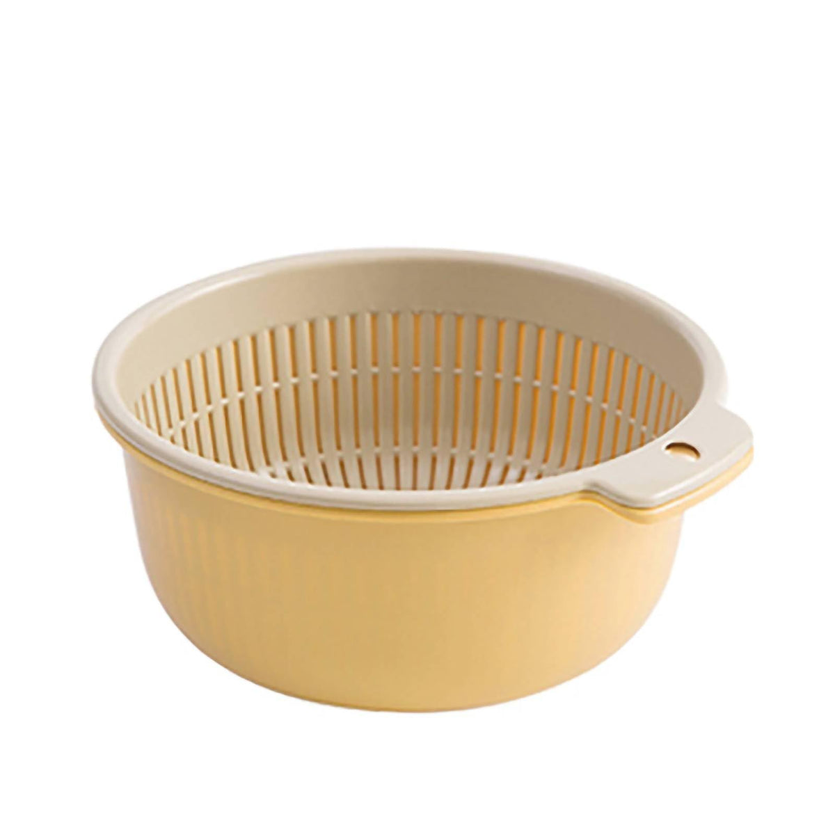 Colander Bowl Set of 2, Double Layered Plastic Food Strainer Fruit and Vegetable Washing Basket Pasta Drainer Kitchen Colander for Washing Draining and Serving