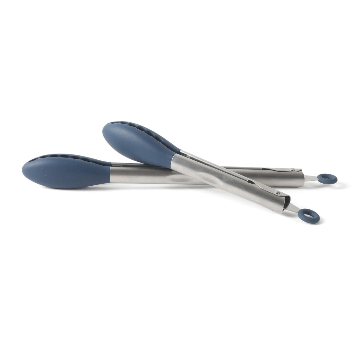 Calphalon Edge Tongs Set, 2-Piece Stainless Steel Kitchen Tongs Set with Silicone Heads, Includes 9-Inch & 12-Inch Heat-Resistant Locking Tongs for Cooking, Grilling & Serving, Taupe