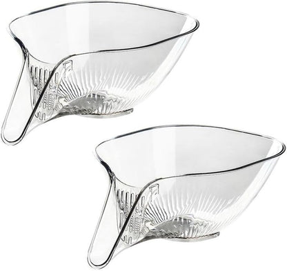 2PCS Multi-functional Drain Basket, Drainage Basket Funnel, Multifunctional Fruits Vegetables Draining Bowl Washing Colander Kitchen Food Strainer (transparent)