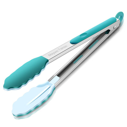 12-Inch Kitchen Tongs for Cooking with Silicone Tip,Black