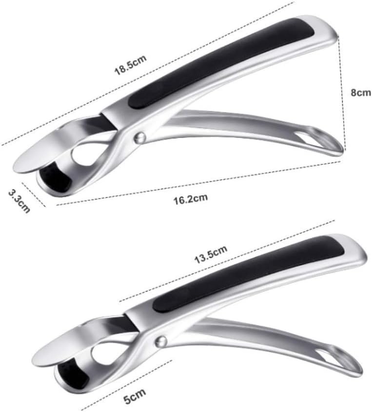 2Pcs Stainless Steel Hot Plate Gripper Tongs With Non-Slip Silicone Grip