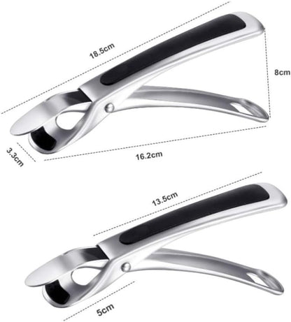 2Pcs Stainless Steel Hot Plate Gripper Tongs With Non-Slip Silicone Grip