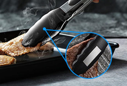 Serving Tongs Kitchen Tongs - Heat Resistant, Premium Stainless Steel Locking Cooking Tongs with Silicone Tips, Non-Slip Food Tongs for Cooking, Heavy Duty, Non-Stick (7 Inch(4 Pack))