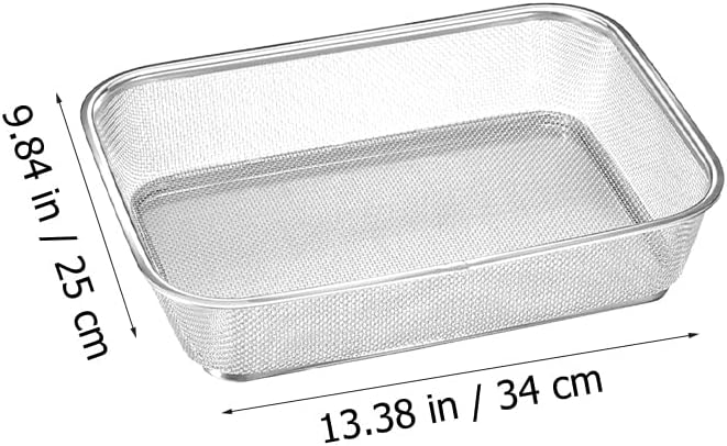 Cabilock Stainless Steel Drain Basket 13.38 X 9.84 X 3.14 in Vegetable Washing Basket for Fruits and Vegetables Kitchen Sink Colander for Rinsing and Draining 1 pack