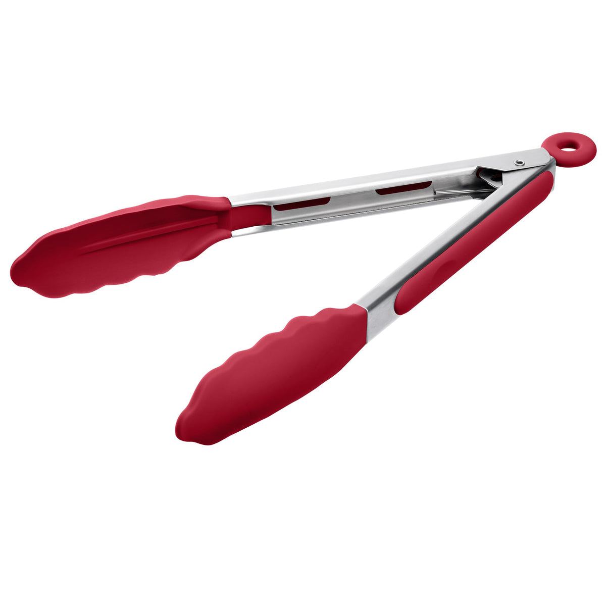 Doosu Kitchen Tongs with Silicone Tips for Cooking Serving (9+12in, Red)