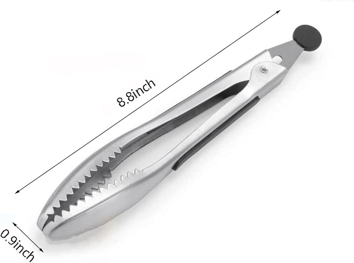Stainless Steel Kitchen Tongs 2-Piece Set, 8.8-Inch Food Tongs, High Temperature Resistant, with Non-Slip Teeth And Non-Slip Strips, Suitable for Cooking And Grilling (Grip And Stir Food Ice Cubes)
