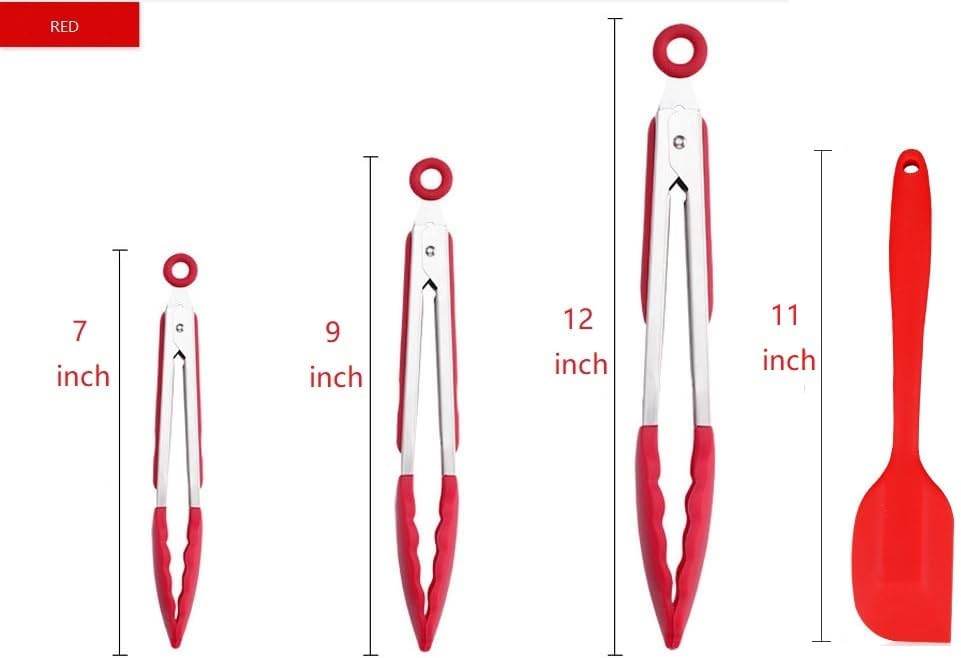 Kitchen Tongs for Cooking Locking Silicone Stainless Steel Buffet Serving Tongs, 7,9 and 12 Inch Non-stick,Heat Resistant 3 Pack