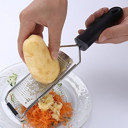 Wide Lemon Zester & Cheese Grater, 18/8 Stainless Steel with Cover, Black
