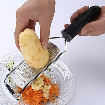Wide Lemon Zester & Cheese Grater, 18/8 Stainless Steel with Cover, Black