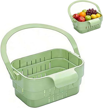 Foldable Hanging Sink Drain Basket, Stretchable Kitchen Colander with Handle, Space Saving Multi-functional Kitchen Storage Basket Draining for Food, Fruits, Vegetables, Utensils(Green)