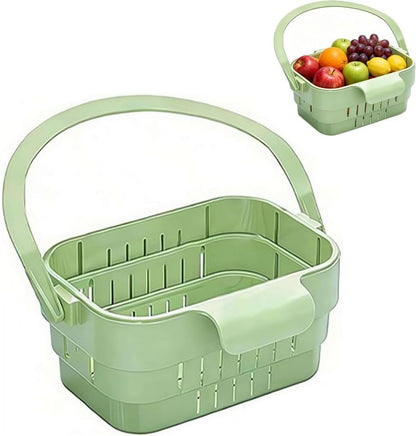 Foldable Hanging Sink Drain Basket, Stretchable Kitchen Colander with Handle, Space Saving Multi-functional Kitchen Storage Basket Draining for Food, Fruits, Vegetables, Utensils(Green)
