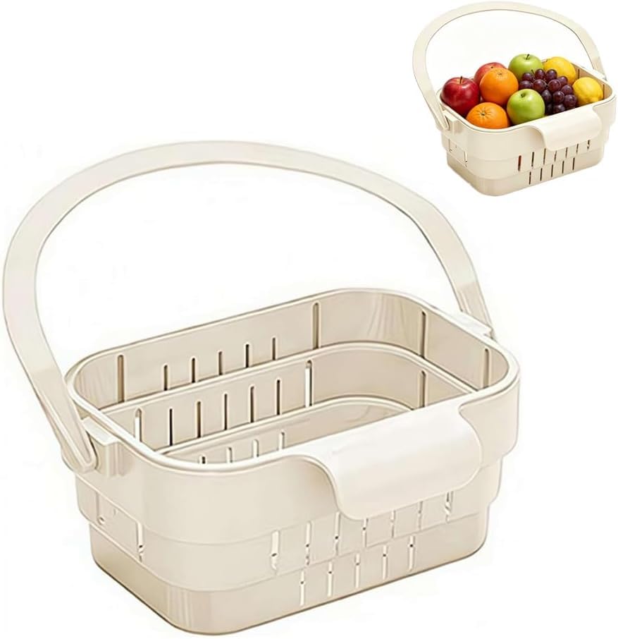 Foldable Hanging Sink Drain Basket, Stretchable Kitchen Colander with Handle, Space Saving Multi-functional Kitchen Storage Basket Draining for Food, Fruits, Vegetables, Utensils(Green)