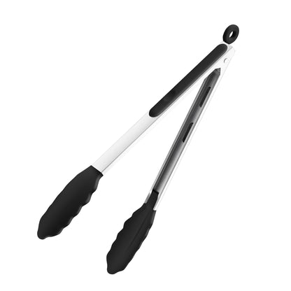 12 Inch Cooking Tongs, Stainless Steel Kitchen Tongs with Silicone Tips