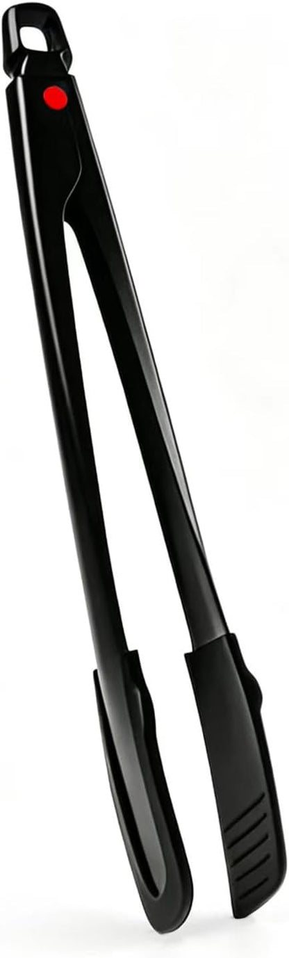 12-Inch Silicone Kitchen Tongs with Locking Handle and Non-Slip Tips, Black