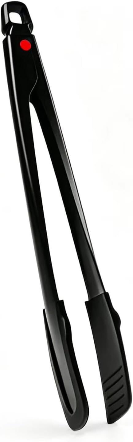 12-Inch Silicone Kitchen Tongs with Locking Handle and Non-Slip Tips, Black
