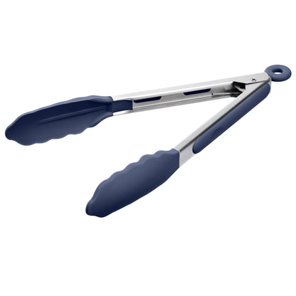Doosu Kitchen Tongs with Silicone Tips for Cooking Serving (9+12in, Red)