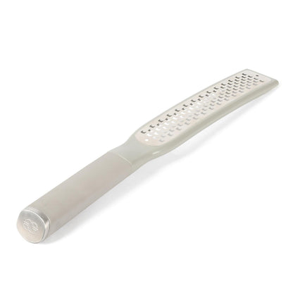 Calphalon Edge 2 Piece Stainless Steel Handheld Cheese Grater and Lemon Zester W/Covers & Rubber Handles - Taupe