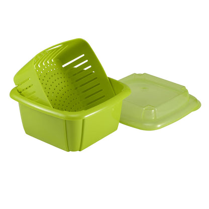 Hutzler 3-in-1 Berry Keeper Colander and Container, Keeps Berries Fresh Longer 2 pints, Gray