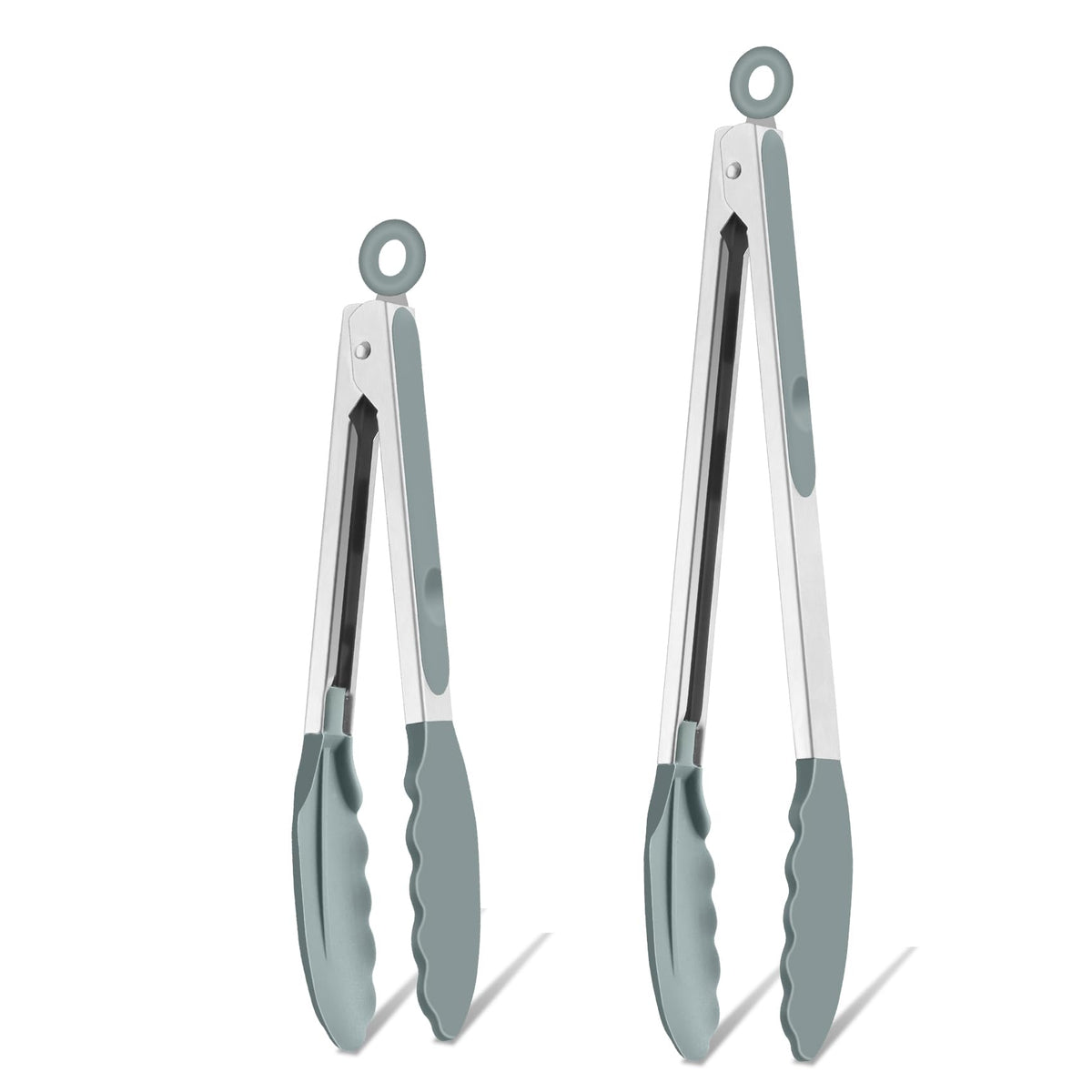 TeamFar Kitchen Tongs, 9"&12" Stainless Steel Heat Resistant Cooking Tongs