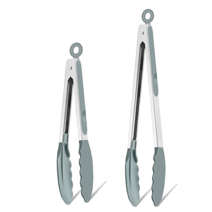 TeamFar Kitchen Tongs, 9"&12" Stainless Steel Heat Resistant Cooking Tongs