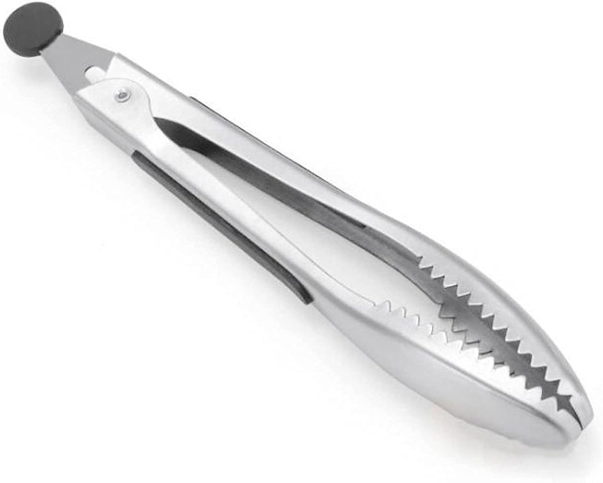 Stainless Steel Kitchen Tongs 2-Piece Set, 8.8-Inch Food Tongs, High Temperature Resistant, with Non-Slip Teeth And Non-Slip Strips, Suitable for Cooking And Grilling (Grip And Stir Food Ice Cubes)