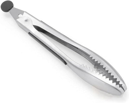 Stainless Steel Kitchen Tongs 2-Piece Set, 8.8-Inch Food Tongs, High Temperature Resistant, with Non-Slip Teeth And Non-Slip Strips, Suitable for Cooking And Grilling (Grip And Stir Food Ice Cubes)