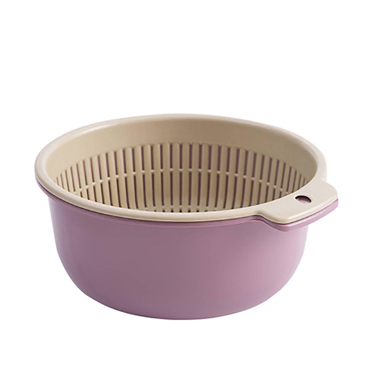 Colander Bowl Set of 2, Double Layered Plastic Food Strainer Fruit and Vegetable Washing Basket Pasta Drainer Kitchen Colander for Washing Draining and Serving