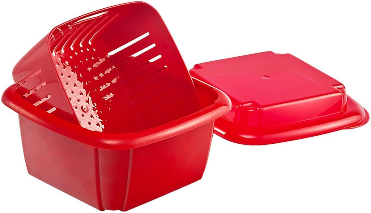 Hutzler 3-in-1 Berry Keeper Colander and Container, Keeps Berries Fresh Longer 2 pints, Gray