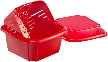 Hutzler 3-in-1 Berry Keeper Colander and Container, Keeps Berries Fresh Longer 2 pints, Gray
