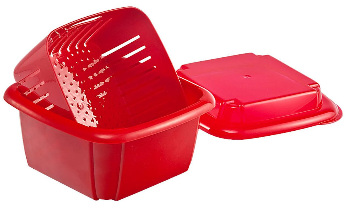 Hutzler 3-in-1 Berry Keeper Colander and Container, Keeps Berries Fresh Longer 2 pints, Gray