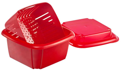 Hutzler 3-in-1 Berry Keeper Colander and Container, Keeps Berries Fresh Longer 2 pints, Gray