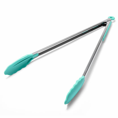 Doosu Kitchen Tongs with Silicone Tips for Cooking Serving (9+12in, Red)