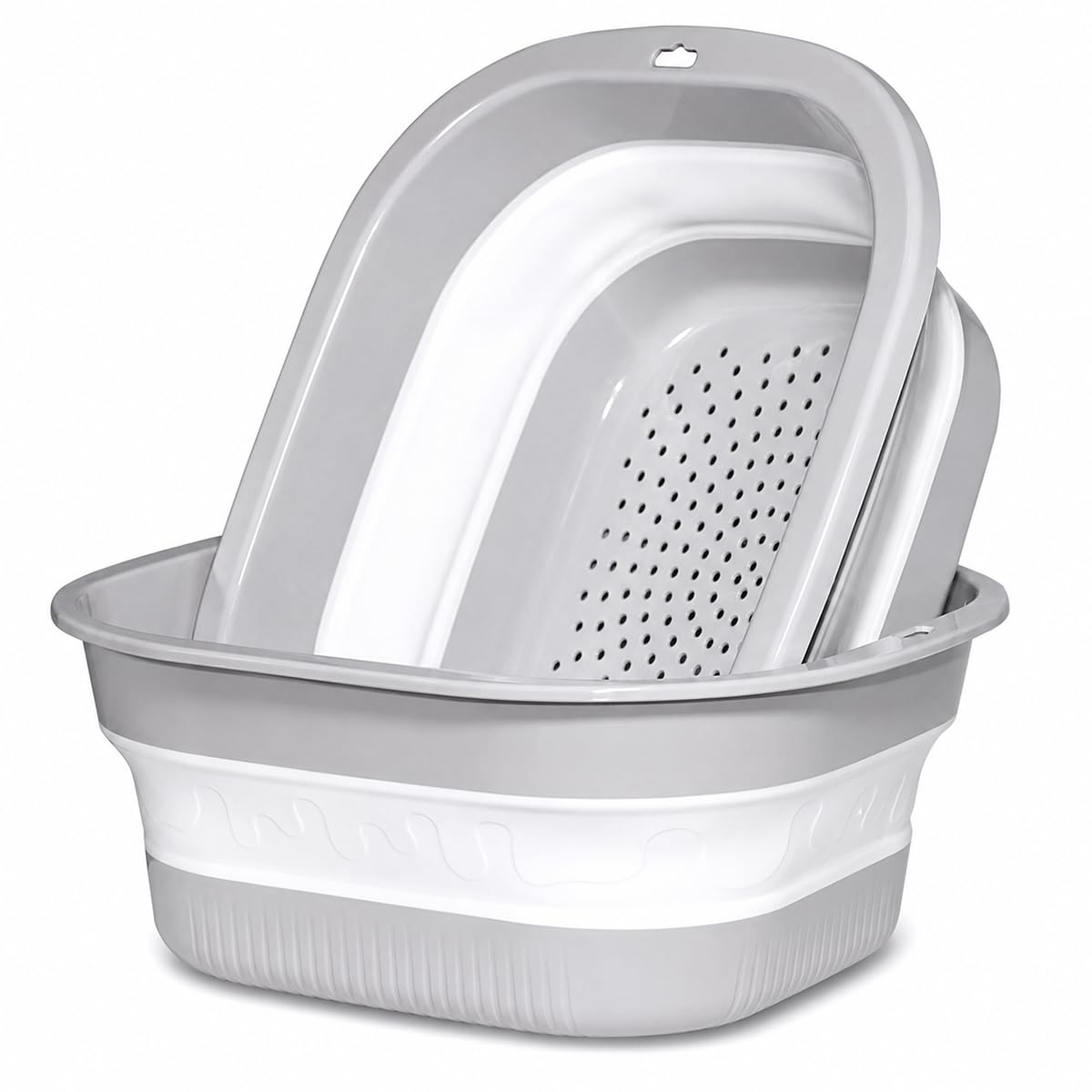 Collapsible Colander & Wash Basin Set, 2-in-1 Foldable Dishpan with Drain Holes, Space-Saving Kitchen Sink Tub for Washing Fruits, Vegetables, Meal Prep & Kitchen Use (Pink)