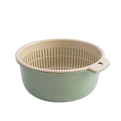 Colander Bowl Set of 2, Double Layered Plastic Food Strainer Fruit and Vegetable Washing Basket Pasta Drainer Kitchen Colander for Washing Draining and Serving