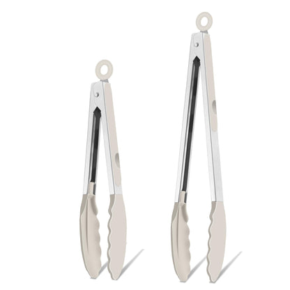 TeamFar Kitchen Tongs, 9"&12" Stainless Steel Heat Resistant Cooking Tongs