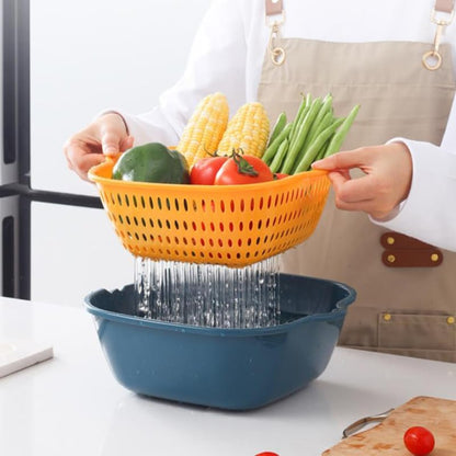 Ciieeo Kitchen Draining Basket Set 6-piece Fruit Washing Basket with Strainer Hollow Drain Basin for Vegetables Sink Colander for Quick Water Drainage Storage and Washing